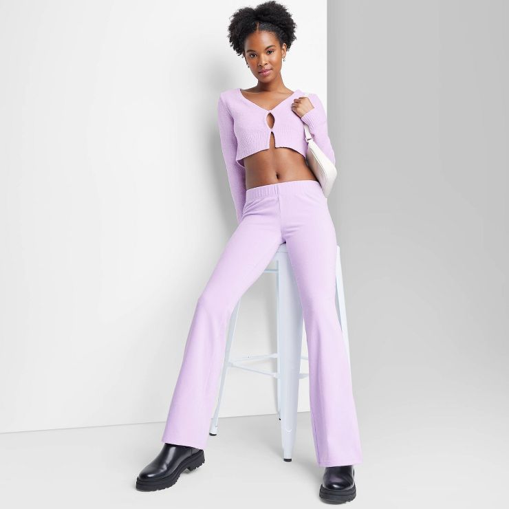 Women's Low-Rise Velour Rib Flare Pants - Wild Fable™ | Target