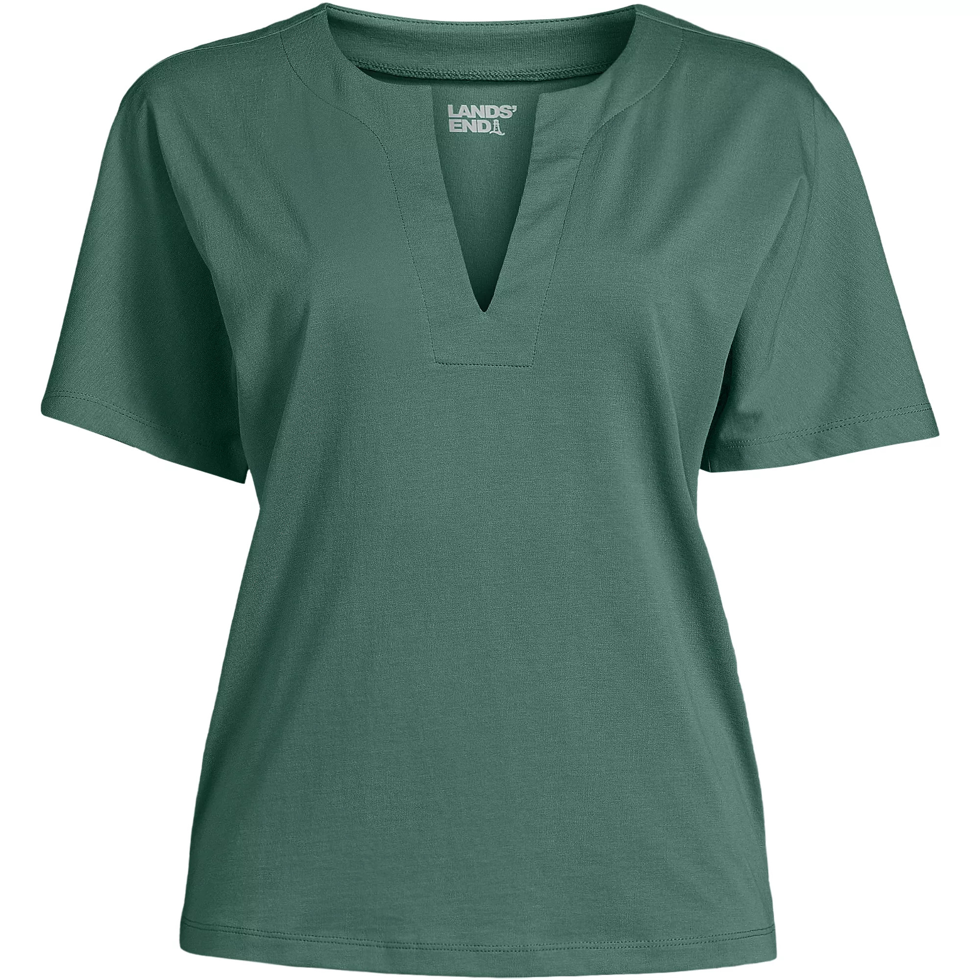 Women's Supima Notch Neck T-shirt | Lands' End (US)