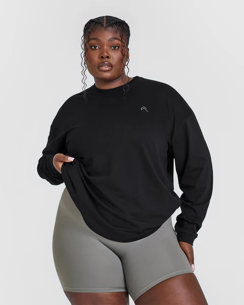 Classic Oversized Lightweight Long Sleeve Top 
 Black | Oner Active (UK / US)