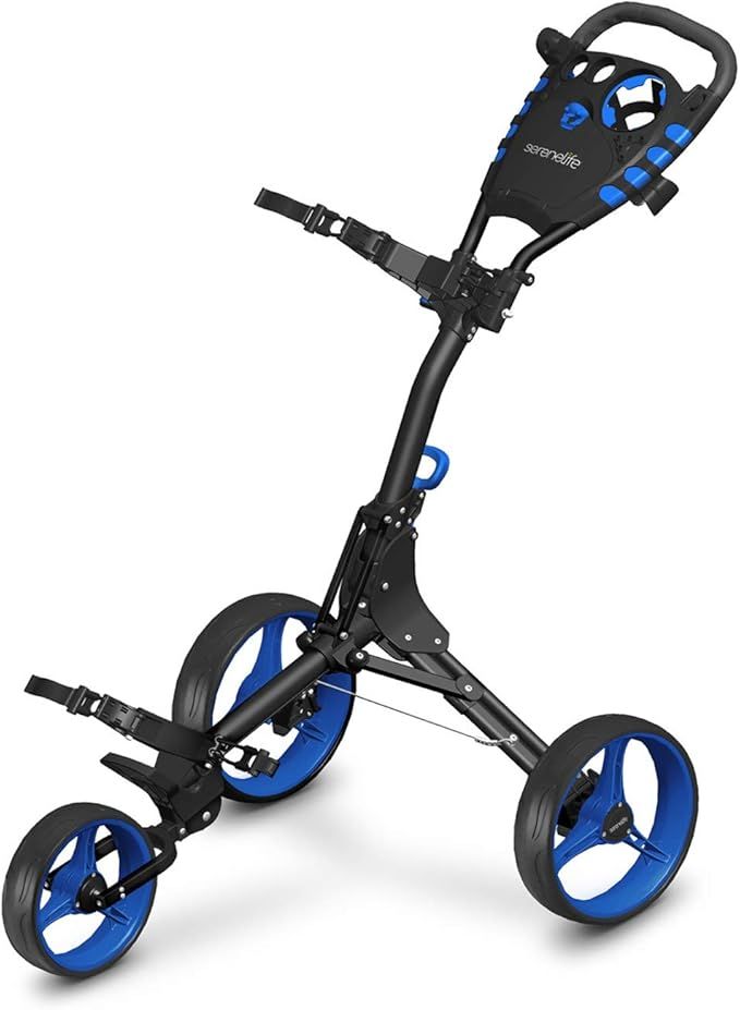 SereneLife 3 Wheel Golf Push Cart - Lightweight Folding Golf Walking Push Cart Roller Golf Bag Ho... | Amazon (US)