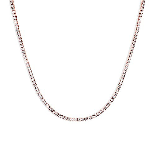 ADINA EDEN | Classic Thin Tennis Necklace | Fashion Jewelry for Women | Rose Gold-Plated Sterling Silver | CZ Tennis Necklace for Women | 1.5MM Cubic Zirconia, 15-inch, 18-inch, 20-inch | Amazon (US)