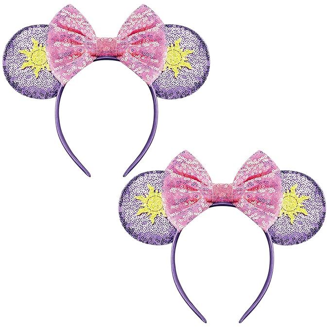 FANYITY Mouse Costume Ears,2 Pcs Mouse Ears Headbands for Girls & Women Party,Size Free (Purple s... | Amazon (US)