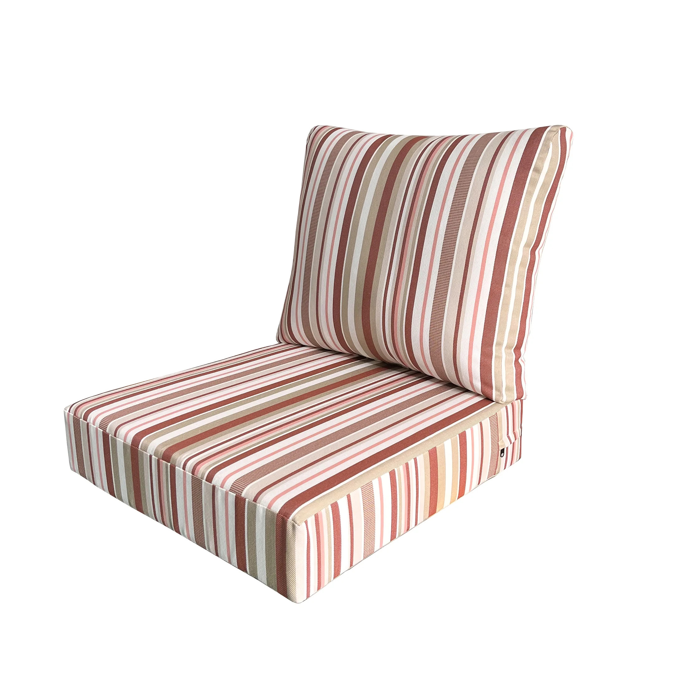 Better Homes & Gardens 24" x 24" Premium Red and Beige Stripe Outdoor 2 Piece Deep Seat Cushions ... | Walmart (US)