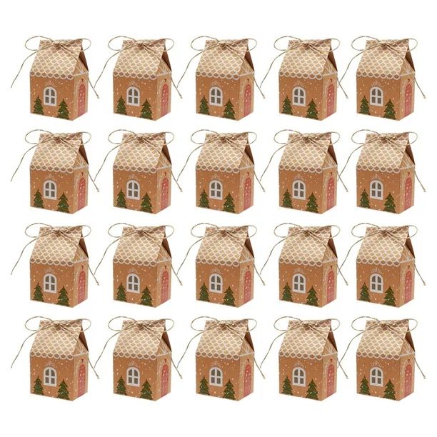 YaptheS Christmas Party Gift Boxes Kraft Paper Little House Candy Bags Xmas Treat Boxes 20PCS - W... | Walmart (US)