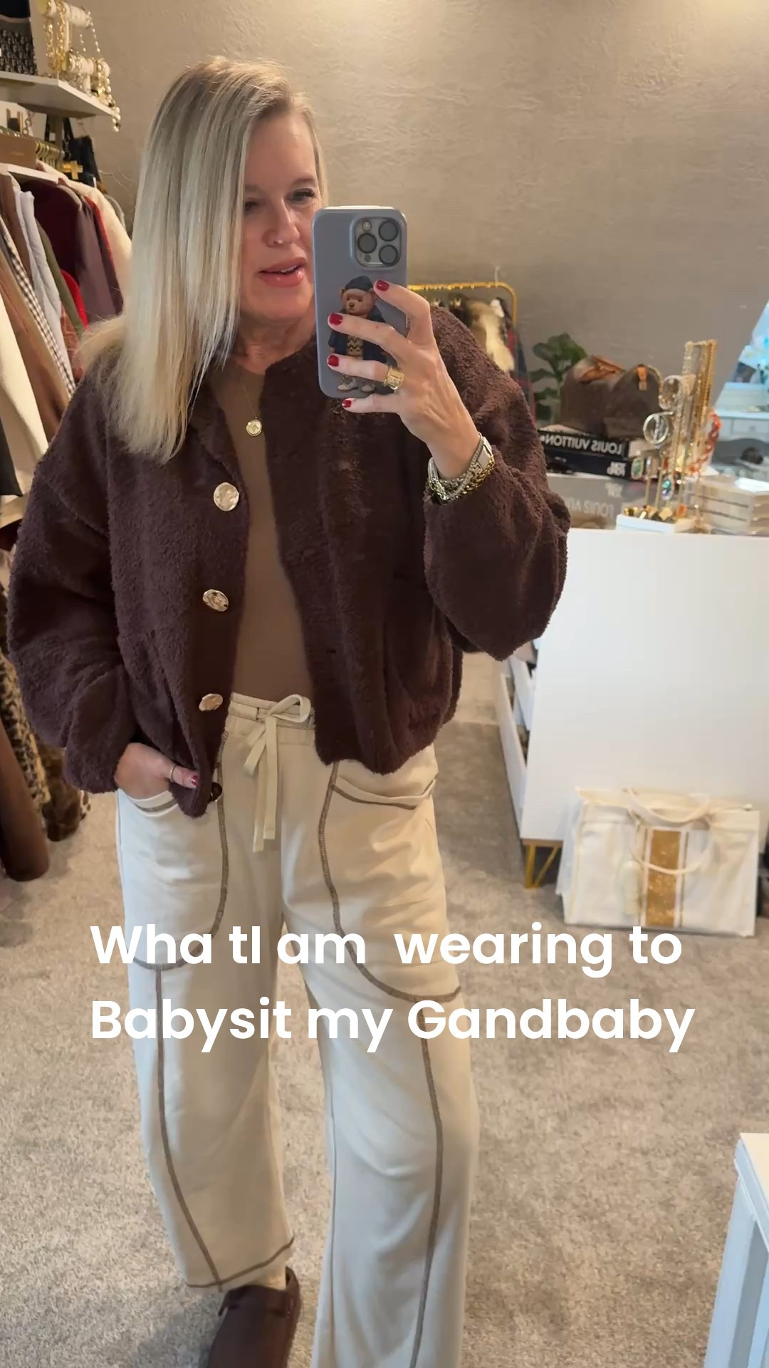 What I wore to watch my grandbaby…

And get my hair done today!

Cozy & comfy Amazon finds..

Cozy soft cropped sweater with gold buttons  tts in a med 

free people inspired - barrel leg lounge pants with stitch details and big pockets , light weight and pull on. Tts in a med 

Slouch socks in a pack 

Brown suede & Sherpa slip ons tts 

Pumiey crewneck long sleeve Pumiey top tts 
A great layer 

Gold studd strings Jenny bird 

Necklace Georgiana 


#LTKmomlife #LTKgrwm #LTKootd