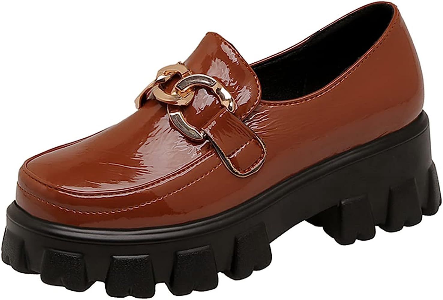 GERULATA Chain Penny Loafers for Women Chunky Platform Shoes | Amazon (US)