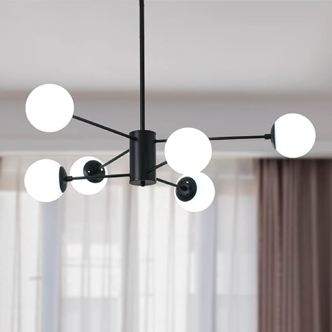 J&E Home 6 Lights Globe Chandelier,Sputnik Pendant Lighting Ceiling Light Fixture with Glass Shad... | Amazon (US)