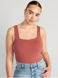 Fitted Sleeveless Square-Neck Bodysuit for Women | Old Navy (US)
