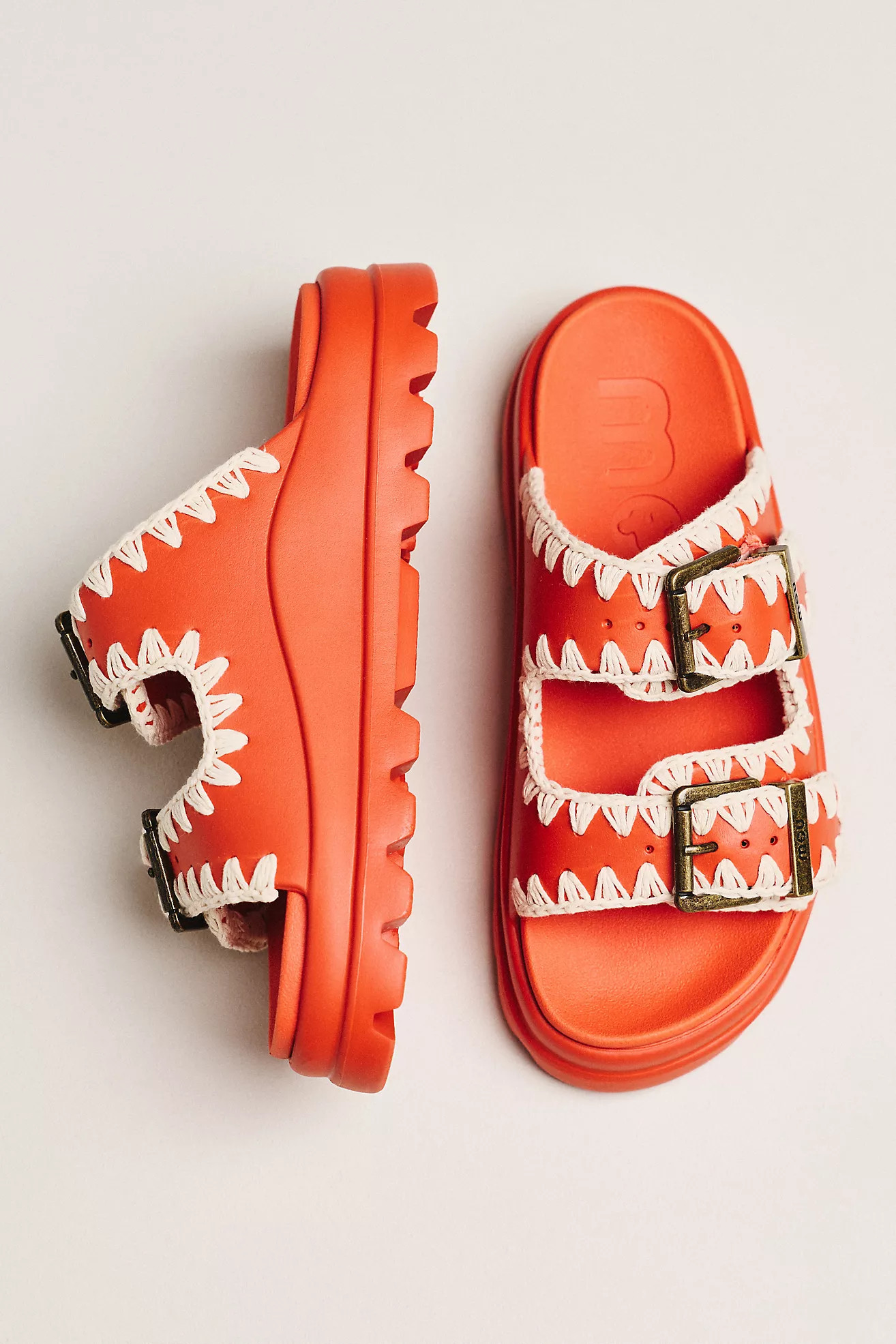 MOU Whipstitch Buckle Slide Sandals | Anthropologie (US)