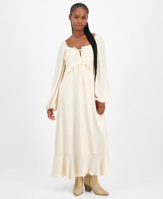 Women's Ruffle Long-Sleeve Maxi Dress, Macy's Exclusive | Macy's