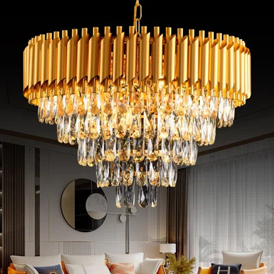 Modern Crystal Chandelier 12 Lights Gold Chandeliers For Dining Room | Wayfair North America
