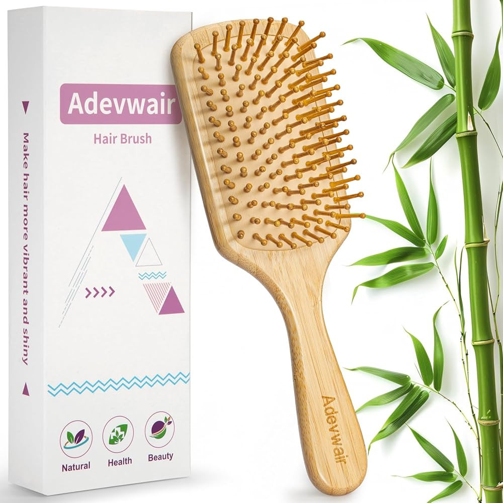 Hair Brush for Hair Growth, Bamboo Bristles Paddle Hair Brushes for Women Men and Kids Massaging ... | Amazon (US)