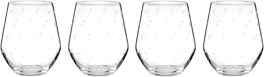 Kate Spade New York Larabee Dot 4-Piece Stemless White Wine Glass Set, 12 fluid ounces | Amazon (US)