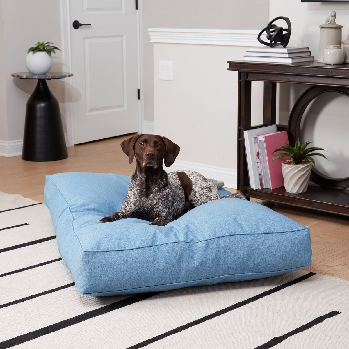 HAPPY HOUNDS Cooper Rectangle Indoor/Outdoor Dog Bed, Denim, Large - Chewy.com | Chewy