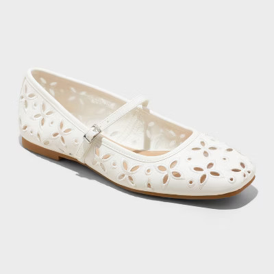 Women's Elsa Eyelet Mary Jane Ballet Flats with Memory Foam Insole - Wild Fable™ | Target