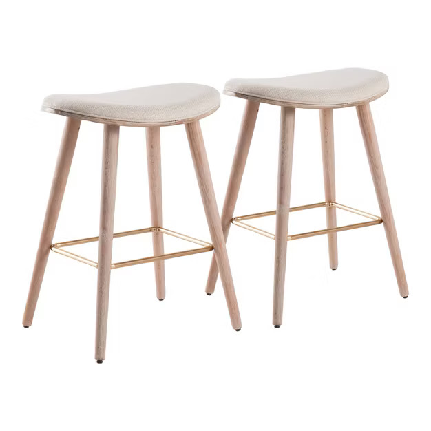 Set of 2 26" Saddle Counter Height Barstools with Faux Leather - LumiSource | Target