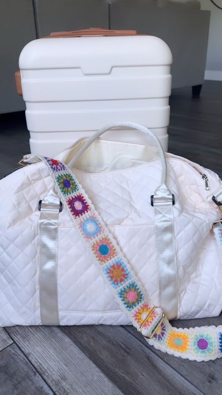 I love this new quilted duffle bag!!!! It matches my suitcase perfectly and this adorable crochet strap is icing on the cake!!!

#LTKFindsUnder100 #LTKItBag #LTKTravel