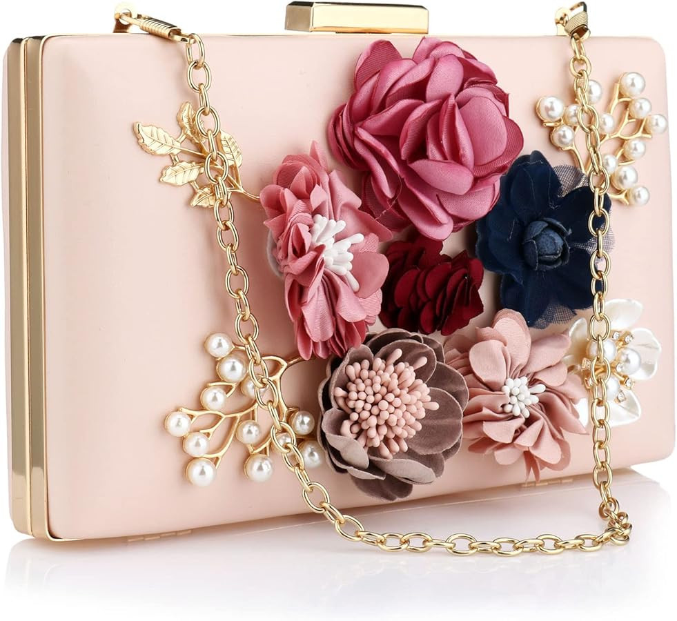 Floral Evening Bag for Women, Flower Evening Clutch Purse Elegant Banquet Handbag Lady Party Wedd... | Amazon (US)