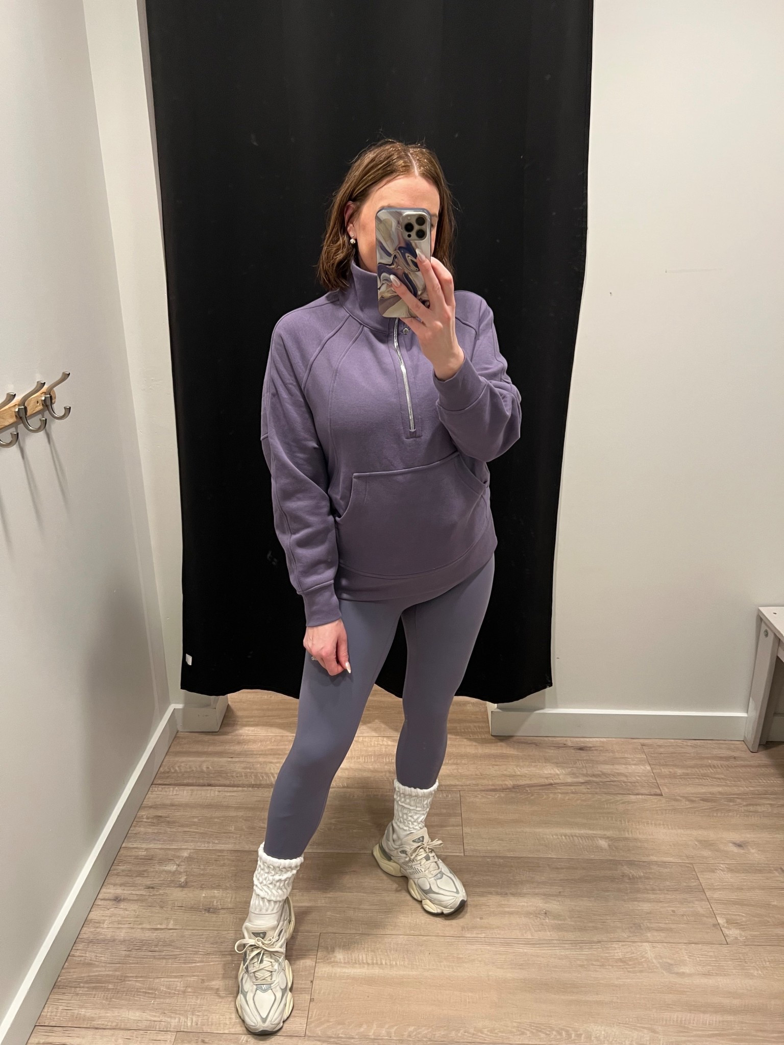New grape mist color at lululemon! I actually really like the funnel neck in long scuba! I’m wearing the XS/S in the top but would size up to a M/L. 

#LTKfitnessgoals #LTKMidsize #LTKActive