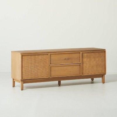 Wood & Cane Transitional Media Console Natural - Hearth & Hand™ with Magnolia | Target