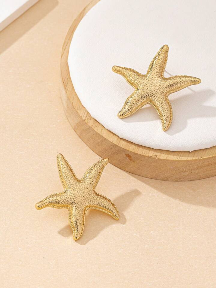 1pair Minimalist Starfish Design Earrings, Fashion Sea-Themed Jewelry For Women | SHEIN