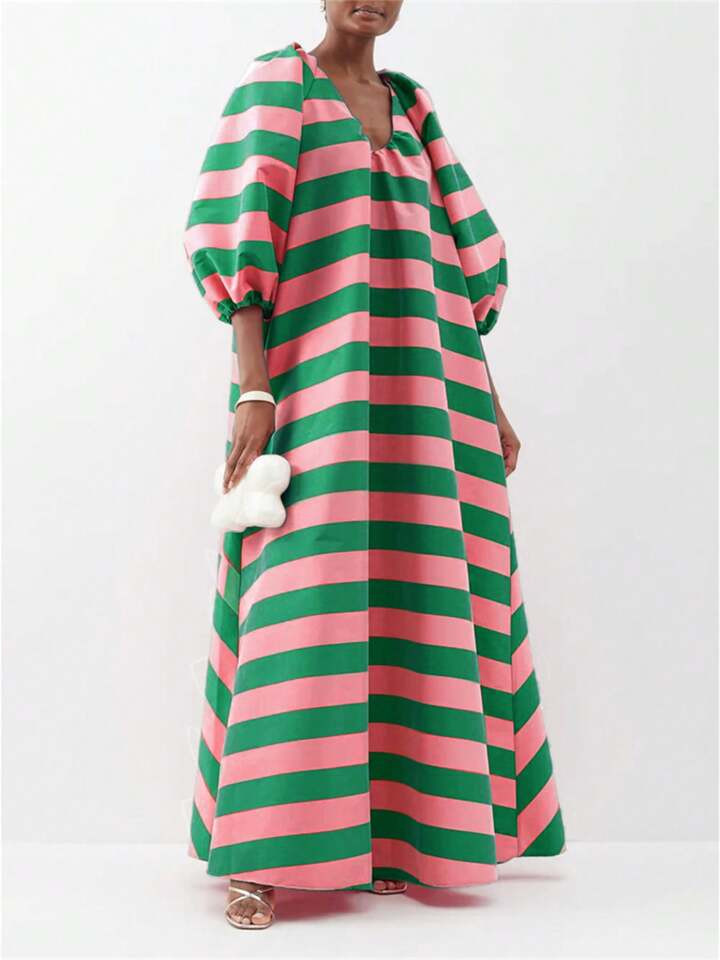 Romantic Striped Maxi Dress For Women  | SHEIN