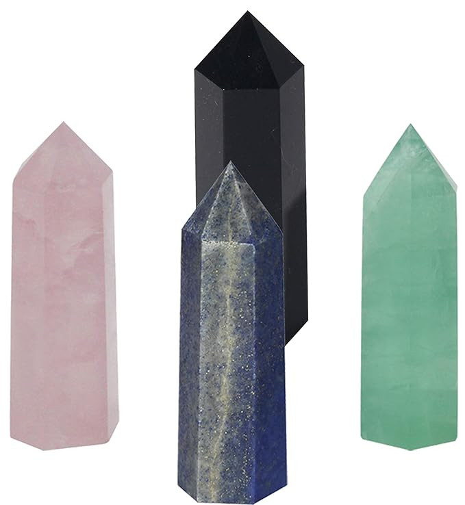 Luckeeper Healing Crystal Wands |4 PCS 2" Green Fluorite, Lapis Lazuli Crystal Wand & Rose Quartz... | Amazon (US)