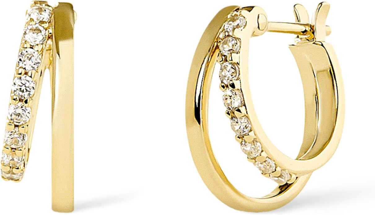 Ana Luisa Double Hoop Earrings for Women - 14K Gold Plated & Silver Rhodium Huggie Hoops - Hypoal... | Amazon (US)