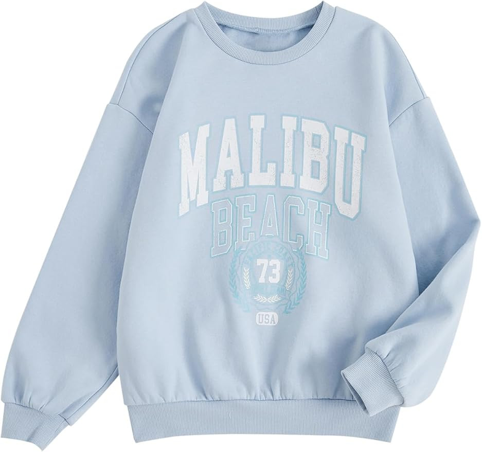 SOLY HUX Girl's Graphic Letter Print Sweatshirt Crewneck Long Sleeve Cute Drop Shoulder Pullover ... | Amazon (US)