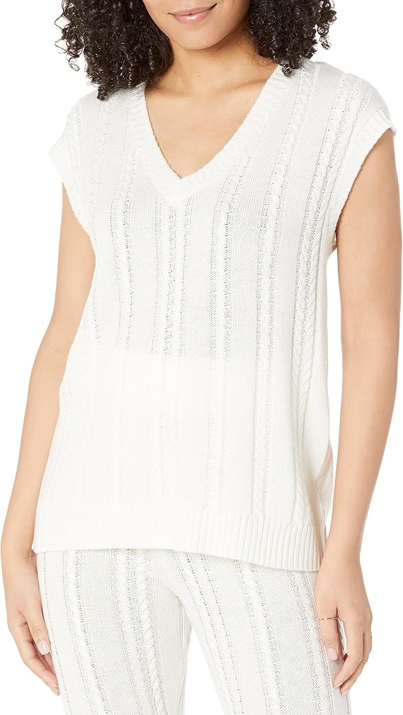 The Drop Women's Frankie Loose Fit V-neck Cable Vest | Amazon (US)