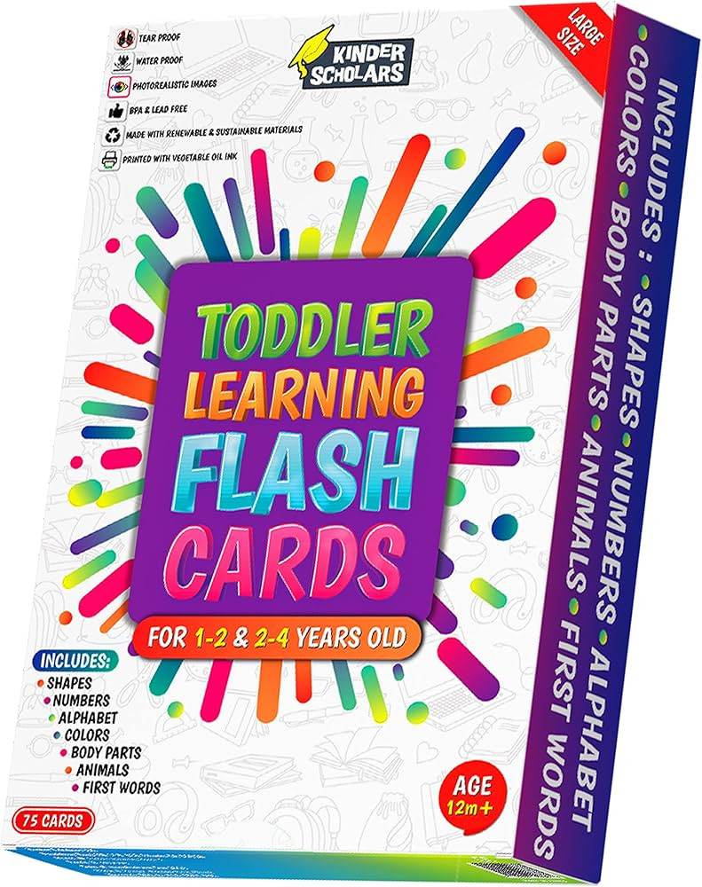 Thick Rip Proof & Waterproof Toddler Flash Cards for Ages 1,2,3,4 Years - Alphabet, Colors, Shape... | Amazon (US)