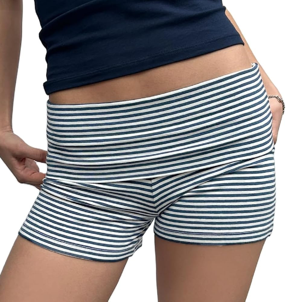 NUFIWI Women Low Waist Lounge Shorts Fold Over Skinny Pajamas Shorts Summer Casual Pj Bottom Slee... | Amazon (US)