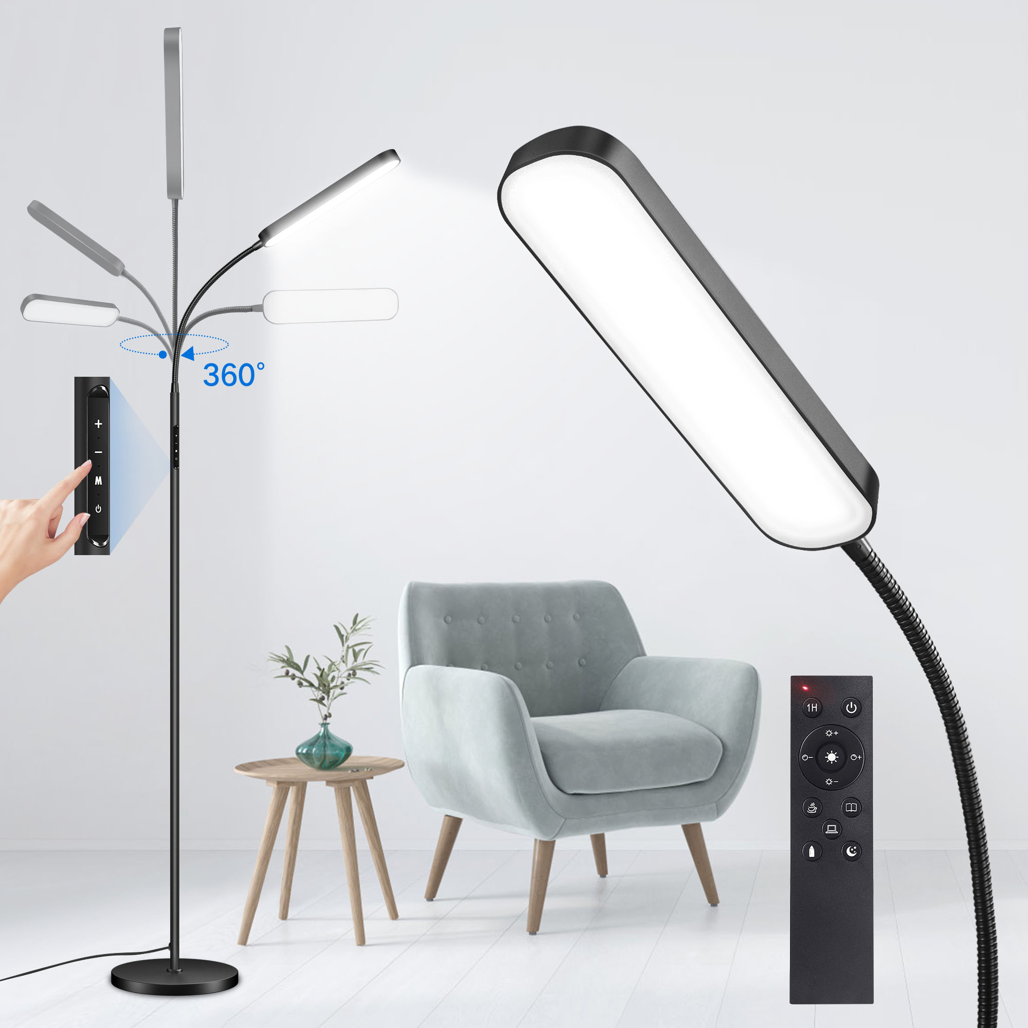 OUTON LED Floor Lamp for Living Room,  Modern Standing Lamp with Remote and Touch Control-4 Color... | Walmart (US)