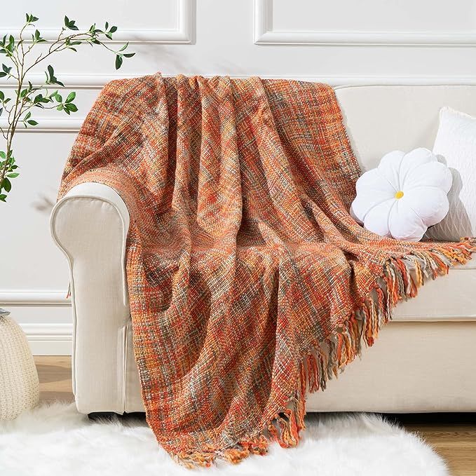 BATTILO HOME Rust Orange Throw Blanket for Couch, Fall Throw Blankets Fall Decor Halloween Decora... | Amazon (US)