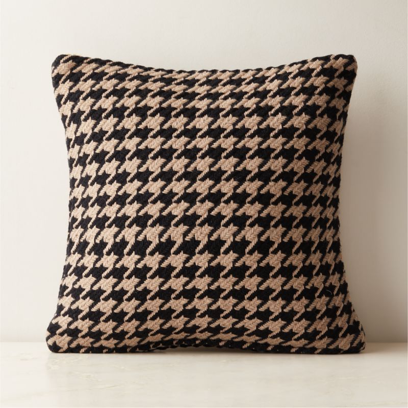 Drew Black and Cream Houndstooth Wool and Cotton Throw Pillow Cover 20" + Reviews | CB2 | CB2