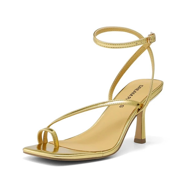 Women's Square-Toe Thong Kitten Heel Sandals | Dream Pairs