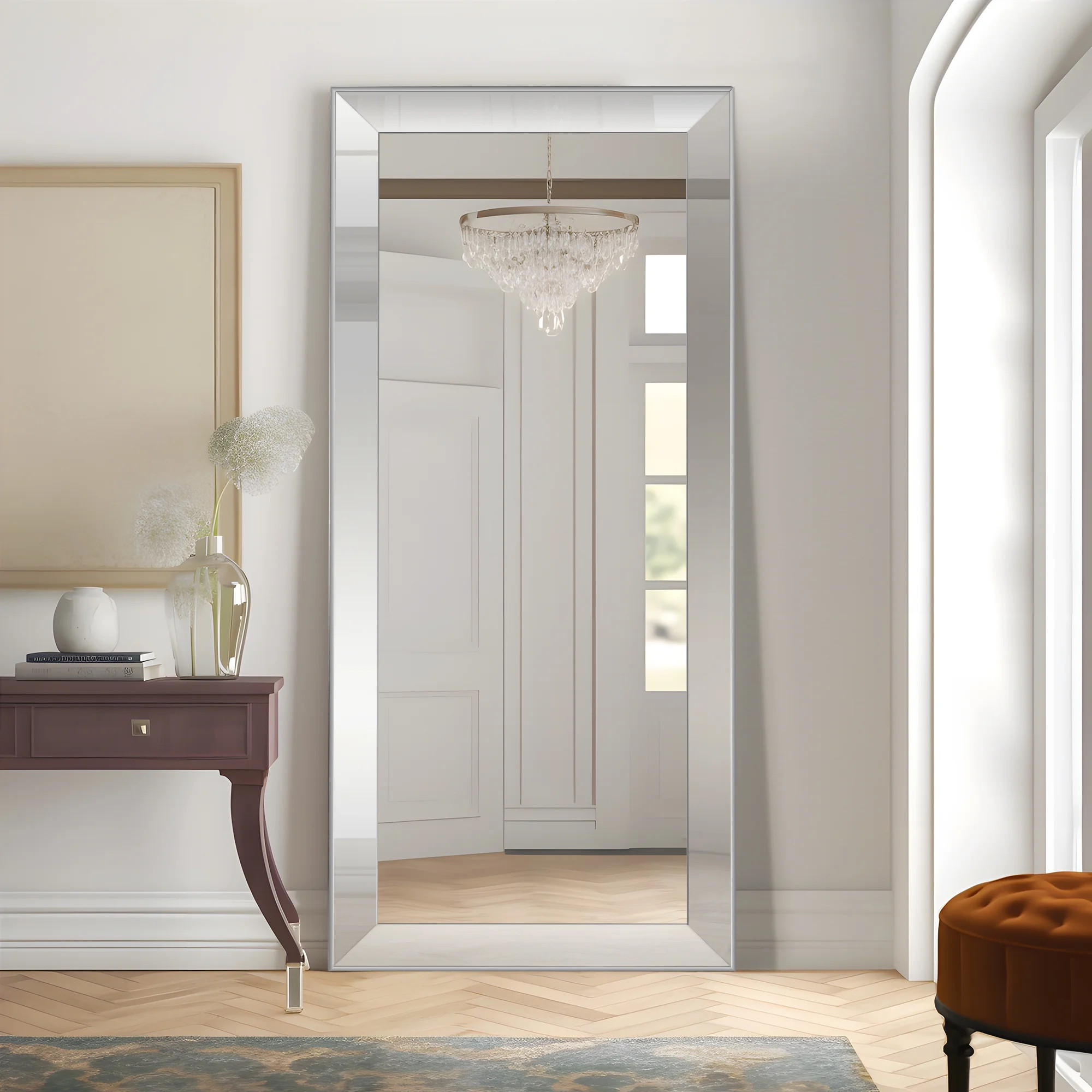 70"x30" Large Floor Mirror PS Framed Wall Mounted Mirror,Sliver | Walmart (US)