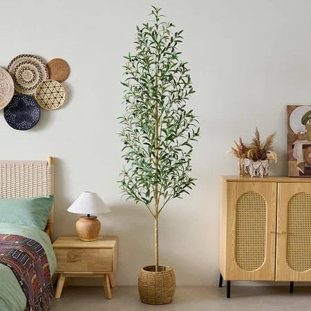 DR.Planzen Artificial Olive Tree 7 ft Tall Faux Floor Plant in Black Pot - Realistic Greenery with Adjustable Branches and Fruits - Indoor Home Office Decor for Living Room Apartment Workspace | Walmart (US)