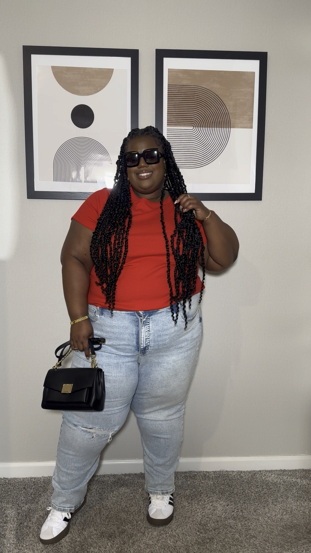 Summer outfit inspo - Shades are from Lorvae top is in a 3x jeans are in a size 22