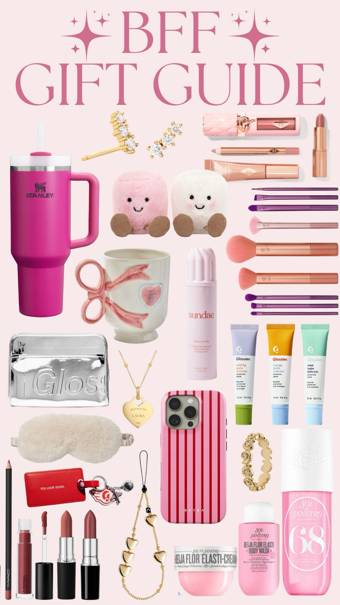 BFF Christmas Gift Guide 💗

Stanley cup, Jellycat, Real Techniques make up brushes, phone case, make up bag, Glossier, bow mug, phone charm, Mac lip kit, Charlotte Tilbury, stocking fillers 

 #LTKwinter #LTKuk #LTKgiftguide