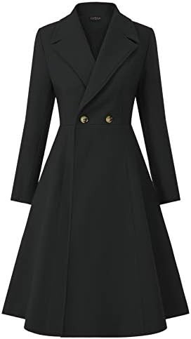 CURLBIUTY Women's Pea Coat Double Breasted A Line Long Trench Coat Winter Dress Coat with Pockets | Amazon (US)