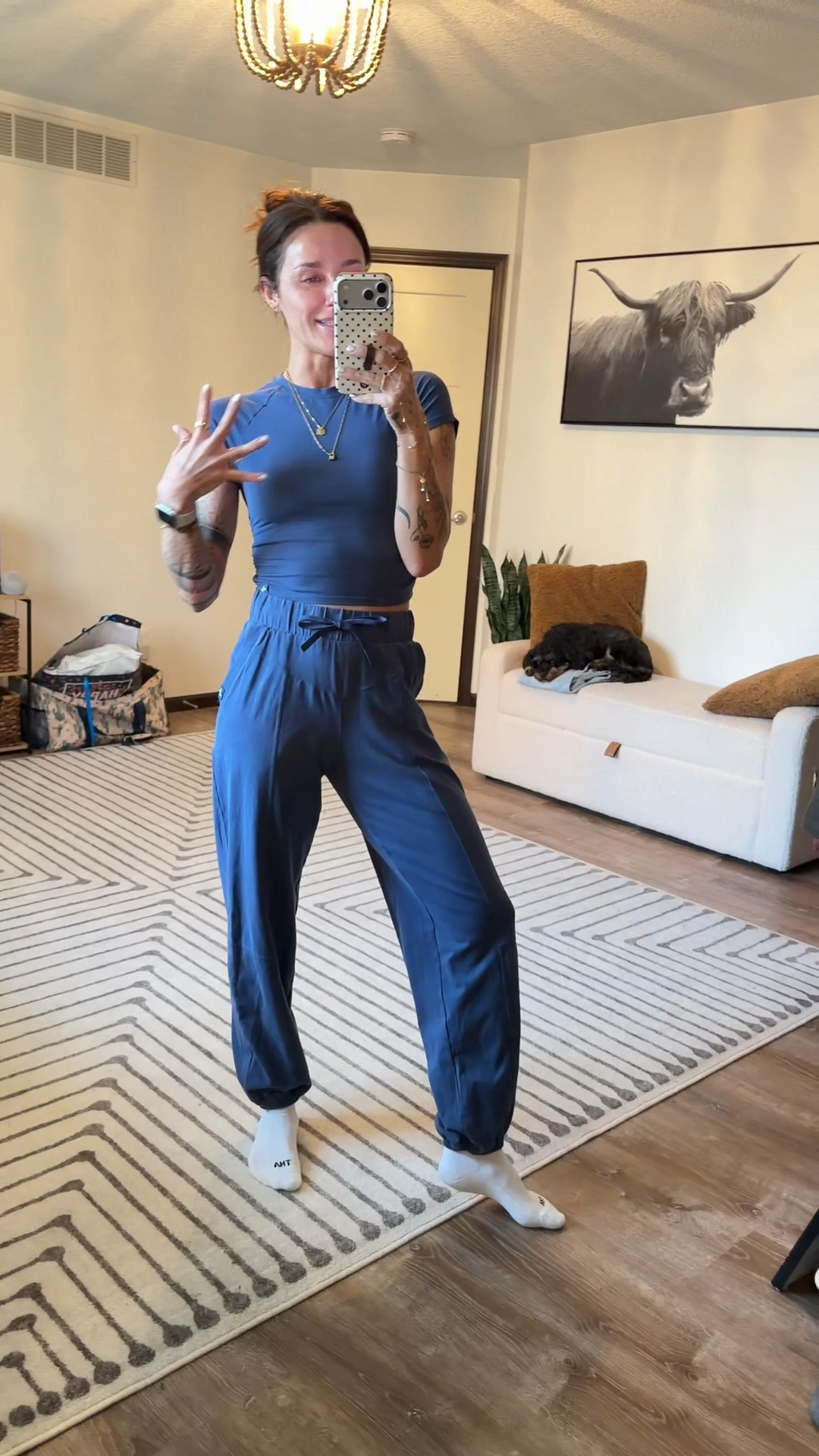 Top: small 
Tank: get true size or size up 
Joggers: XS get true size but size up if in between sizes  

#LTKmomlife #LTKdayinmylife #LTKgrwm