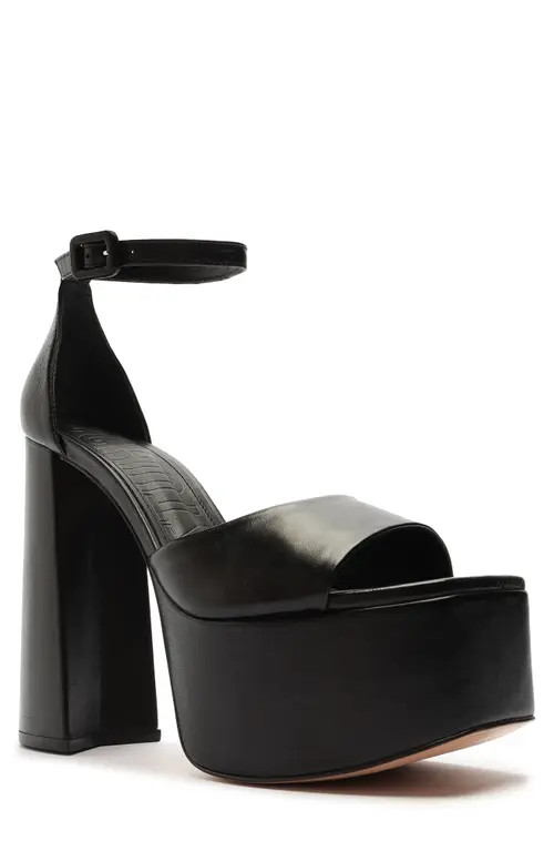 Schutz Lenne Ankle Strap Platform Sandal in Black at Nordstrom, Size 8.5 | Nordstrom