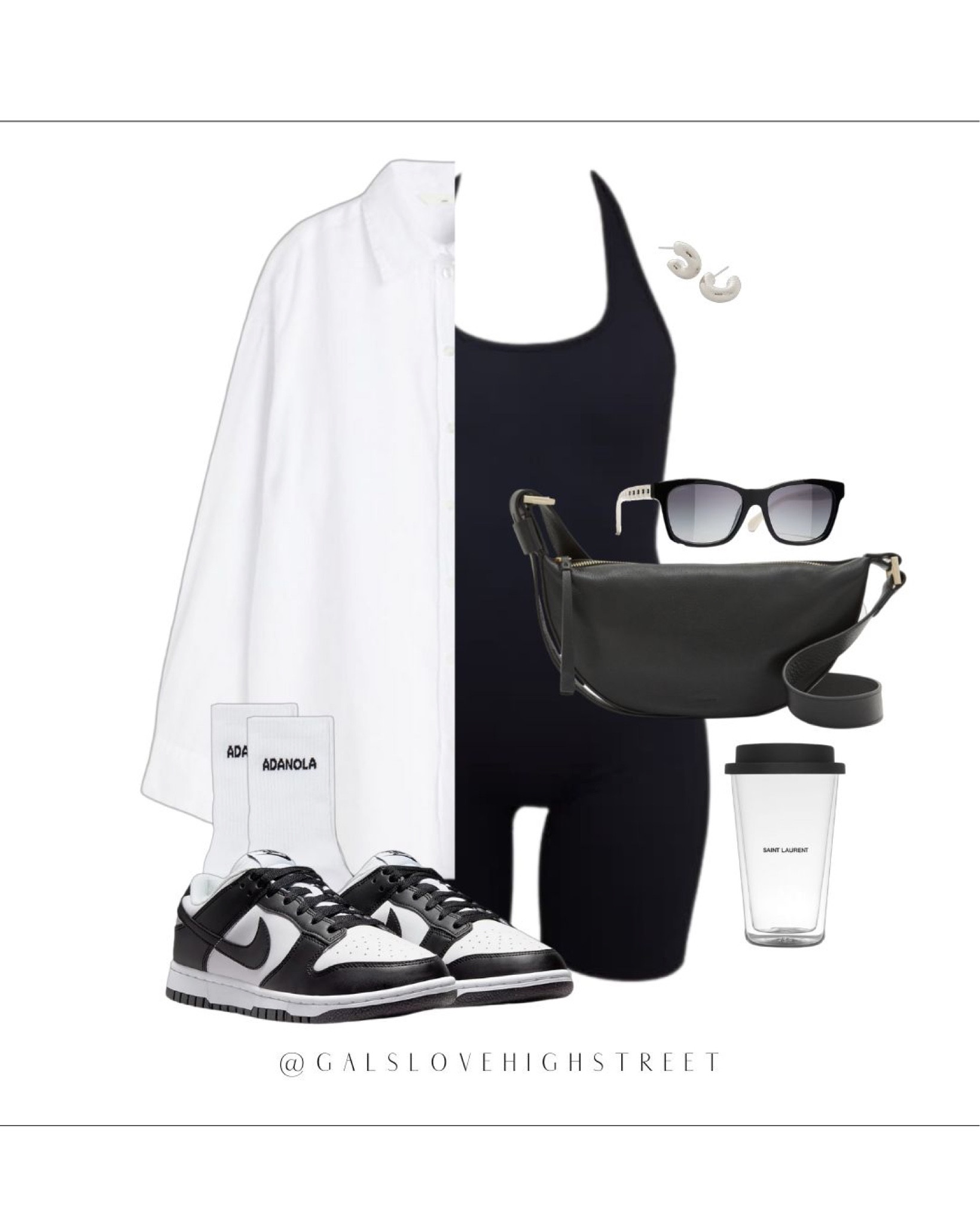 Sunglasses, Chanel, Socks, Adanola. Half Moon Crossbody Bag, All Saints, Oversize linen Shirt, H&M, Black Unitard, PrettyLittleThing, Trainers, Nike, Earrings, Monica Vinader 

#LTKeurope #LTKSeasonal #LTKstyletip