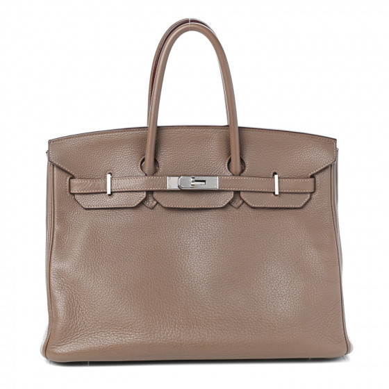 HERMES Taurillon Clemence Birkin 35 Etoupe | Fashionphile