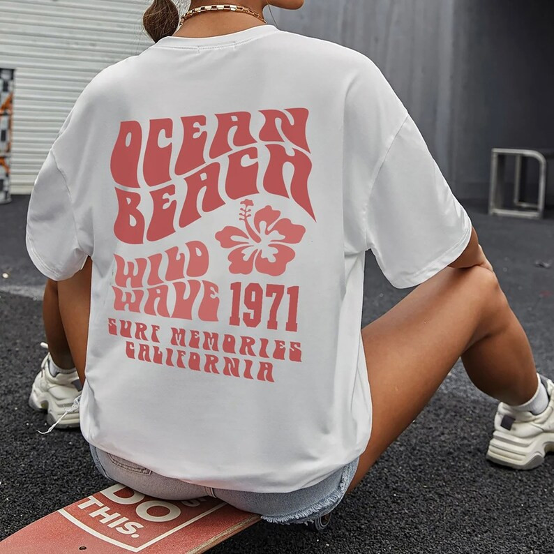 Ocean Beach Wild Wave Surf Memories Shirt, Trendy Summer Aesthetic Shirt With Words On Back, Posi... | Etsy (CAD)