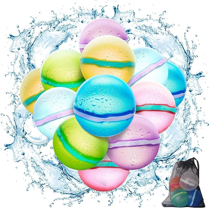 【12 Pack】Magnetic Reusable Water Balloons Fast Refillable for Kids Outdoor Activities, latex-... | Amazon (US)