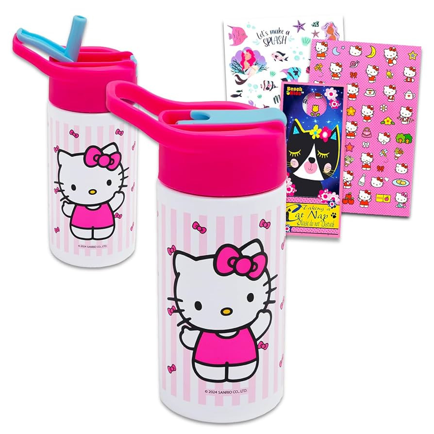 Hello Kitty Stainless Steel Water Bottle for Girls - Bundle with Hello Kitty Reusable Water Bottl... | Amazon (US)