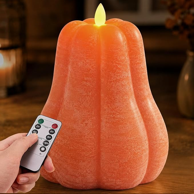 Fall Decor For Home Wax Pumpkin Led Candles With Timer Remote Control | Amazon (US)