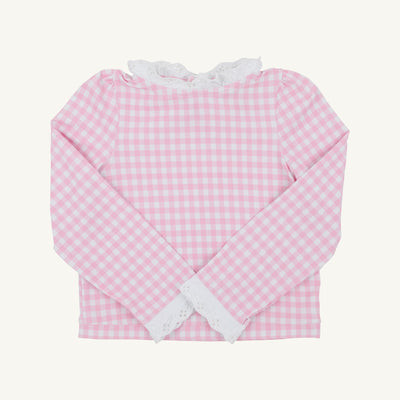 Winnie's Wave Spotter Swim Shirt - Pink Greenbrier Gingham with Worth Avenue White (UPF 35+) | The Beaufort Bonnet Company